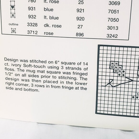 Mug Mats III Holiday Cross Stitch Leaflet 1991 Morning Glories Flowers Bridge - Picture 4 of 4